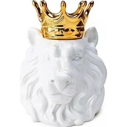 CREATIVE CERAMIC ANIMALS STORAGE POT ORNAMENTS CROWN LION STORAGE TANK HOME ACCESSORIES GIFT R1799