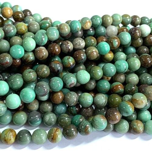 Veemake Green Australia Dragon Blood Jade Natural Stones DIY Necklace Bracelets Earrings Round Beads For Jewelry Making 07140