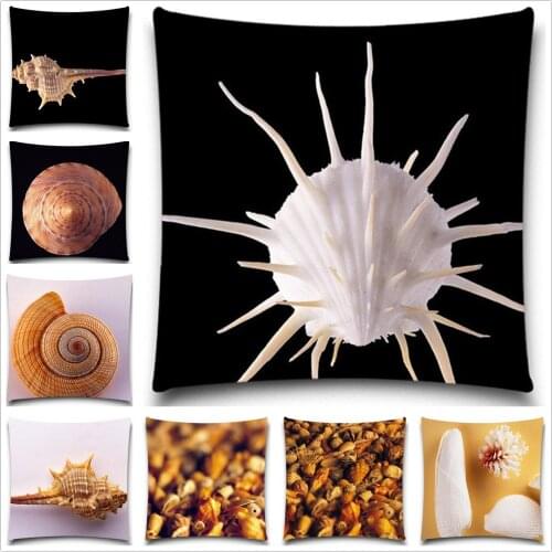 Square Pillow Case Sea Ocean Sweet Shell Cotton Polyester Car Chair Seat 5 size Throw Decorative Cushion Cover
