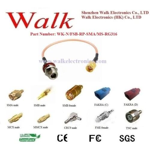 N female RP-SMA male rg316 cable, N SMA rg316 cable, N connector cable, sma wifi antenna cable