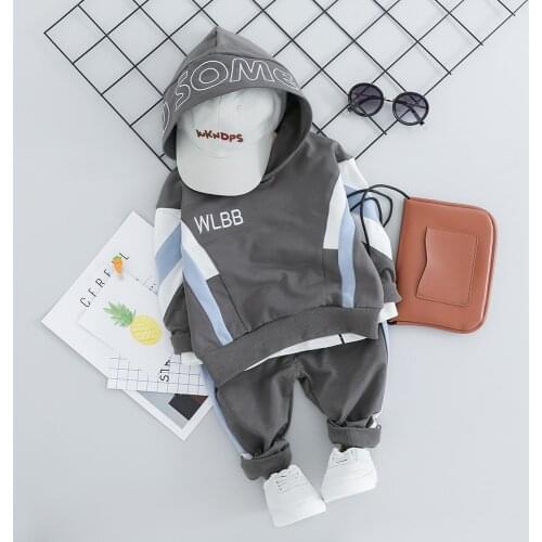 Kid Toddler Boy Hooded Casual Clothing Sets Cotton Autumn New Patchwork Letter Baby Boy T Shirt + Pants 1 2 3 4Y