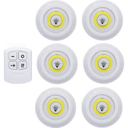 NEW 3W Super Bright Cob Under Cabinet Light LED Wireless Remote Control Dimmable Wardrobe Night Lamp Home Bedroom Closet Kitchen