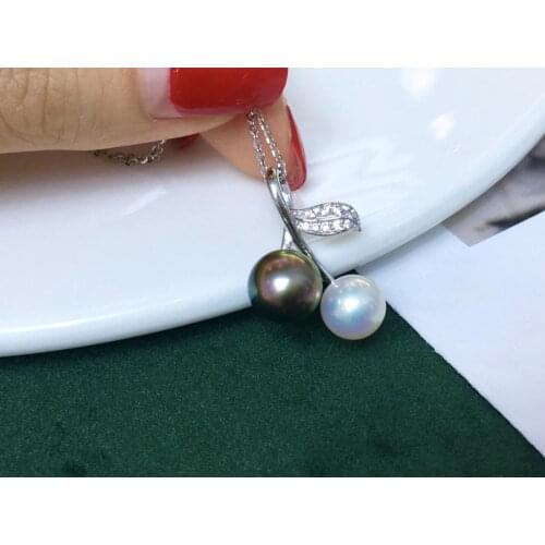 TWO PEARL Cherry 925 Sterling Silver Pendant Base Settings Mountings Findings Parts for Pearl Crystal Jade Agate 5pcs/lot
