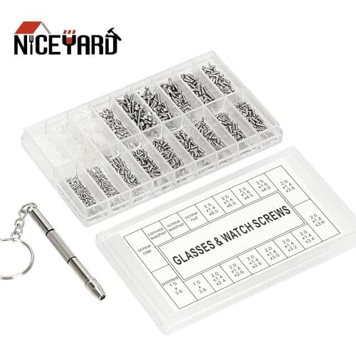 NICEYARD 1000Pcs Screws Nut Screwdriver Repair Tool Set For Glasses Sunglass Watch Spectacles Phone Tablet Stainless Steel Micro