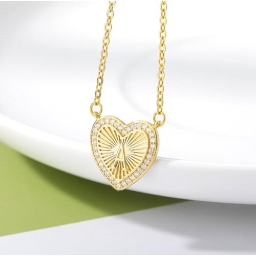 Heart Initial Necklace For Women Initial Crystal 26 Letter Pendant Necklace Zircon Love Necklaces Girls Gift Accessories Jewelry