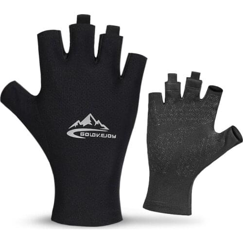 Ice Silk Mens Sunscreen Gloves Summer Outdoor Cycling Driving Anti-Ultraviolet Half-Finger Non-Slip Fishing Gloves Ladies