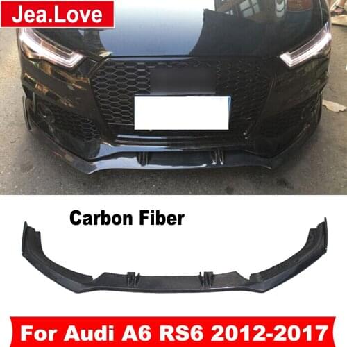Real Carbon Fiber Front Lip Bumper Shovel Diffuser Car Body Styling Kit Part For Audi A6 Modified RS6 or Real RS6 2012-2017