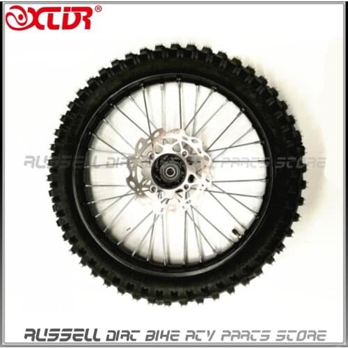 70/100-17 Inch Tyre Tire front Disc Brake Wheel rim 15mm Axle For Dirt Pit Bike front wheel