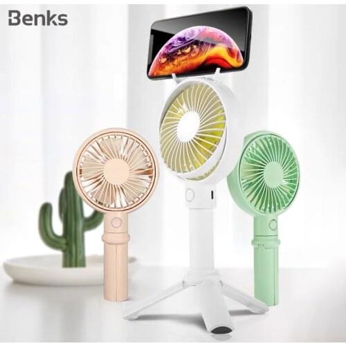 Benks Mini Desk Fan Portable Mobile Holder Fans Handheld Outdoor USB Fan Air Cooler Small Desktop Office Tripod Fan Rechargeable