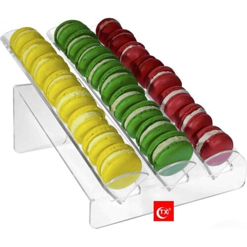 TX Clear Acrylic Macaroon Tray Food Serving Dessert Tray Decorations 1 base with 4 unattached inserts For All Kinds of Parties
