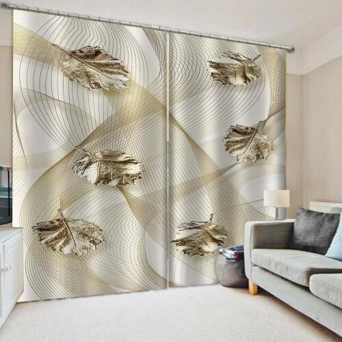 Customized size Luxury Blackout 3D Window Curtains For Living Room gold curtains blackout curtain