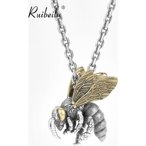 Ruibeila pendentif bourdon tridimensionnel hommes et femmes 925 argent hip hop bijoux chandail chaîne pendentif animal bijoux