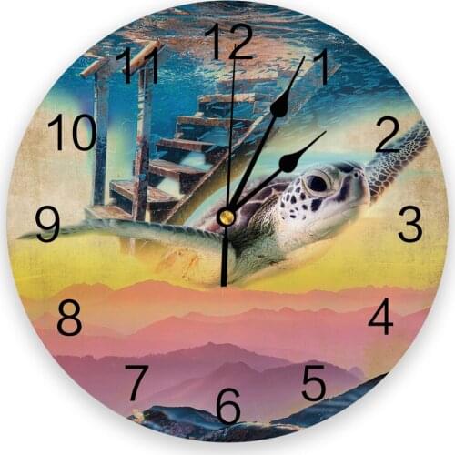 Sky Sea Turtle Mountain Modern Wall Clock For Home Office Wall Decoration Living Room Bathroom Decor Needle Hanging Watch