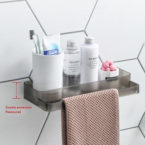 Bathroom Shelf Towel Holder Shower Shampoo Organizer Rack Wall Mount Kitchen Storage Basket Cosmetic Rack Bath Storage Holder