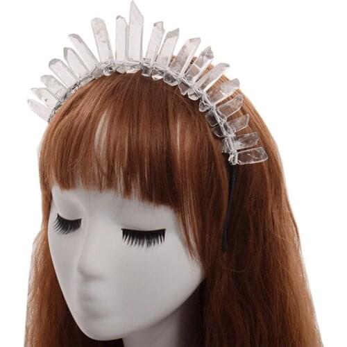 Handmade 2019 Natural Transparent Austrian Crystal Hairband Women European Fashion Ladies Crown Geometric Crystal Headdress