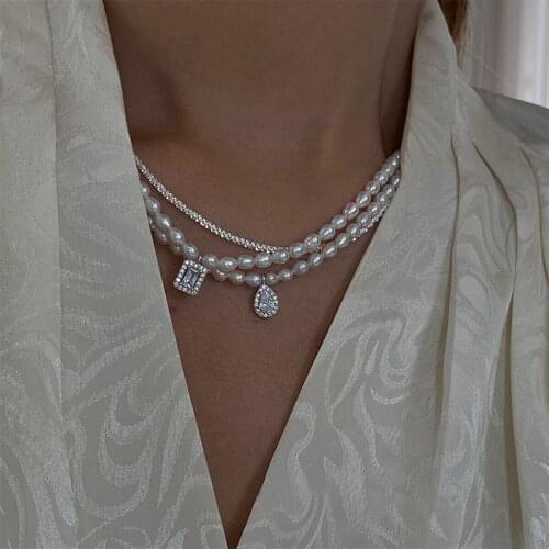 Woman 925 Silver Pearl Choker Necklace