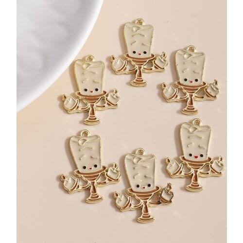 10pcs/lot 19*25mm Cartoon Enamel Candle Charms for Jewelry Making Handmade Craft DIY Necklaces Pendants Earrings Accessories