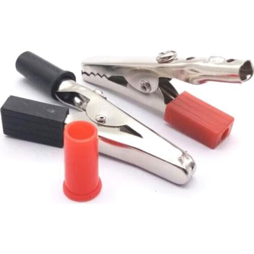 10 Pcs 55mm Metal Alligator Clips Plastic Cable Test Probe Welding Dual-use Test Clamp with Fixing Screws Red & Black