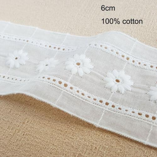 5yards white cotton embroidered ace trimmings DIY water soluable embroidery ribbons and trims for sewing Home Craft supplies