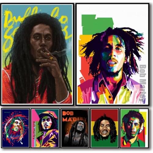 51 Designs Bob Marley Whitepaper Poster Alternative Abstract Art Painting Funny Wall Sticker for Coffee House Bar