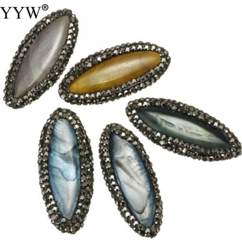 Beads For Jewelry Making Clay Pave Beads With Freshwater Pearl Horse Eye With Rhinestone Jewelry Accessories 10pcs/Lot Wholesale