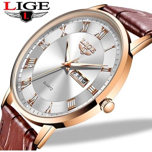 2021 New LIGE Men Watches Top Brand Luxury Ultra-Thin Sport Quartz Wrist Watch Mens Fashion Leather Waterproof Casual Clock Male