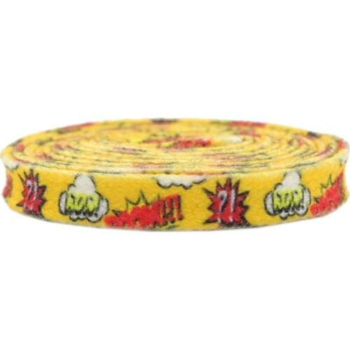 Coolstring 8MM Flat Wide Shoe Accessories Canvas Cartoon Heat Transfer Printing Ropes Adult Kid 2020 Trendy Yellow Top Coradon