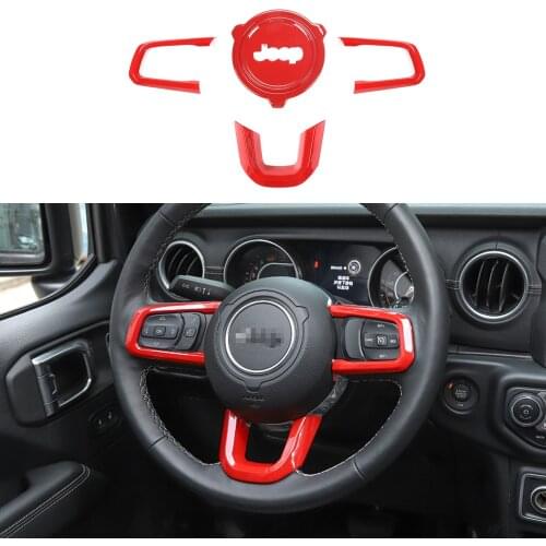 4pcs/Set Car Steering Wheel Button Decoration Cover Stickers Trim for Jeep Wrangler JL 2018+ & JT Gladiator 2018