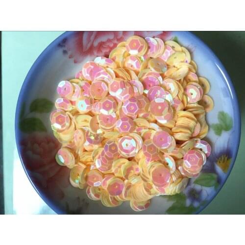 50g(1650pcs) 8mm Cup AB Colors Sequin Round Paillettes Sewing Wedding Craft Embossing Yellow Beige AB