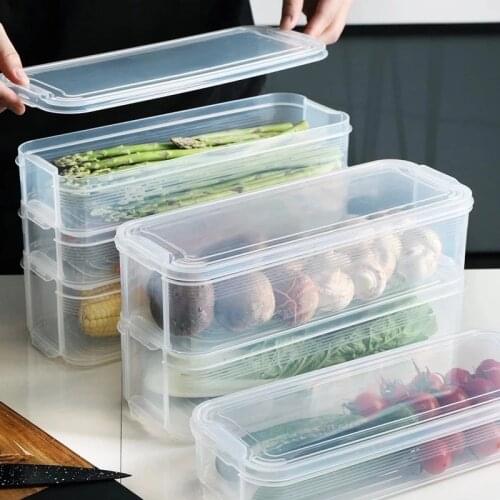 Kitchen Refrigerator Food Bins Storage Box With Lid Transparent Fresh-keeping Container Fridge Cabinet Freezer Organizer Tools