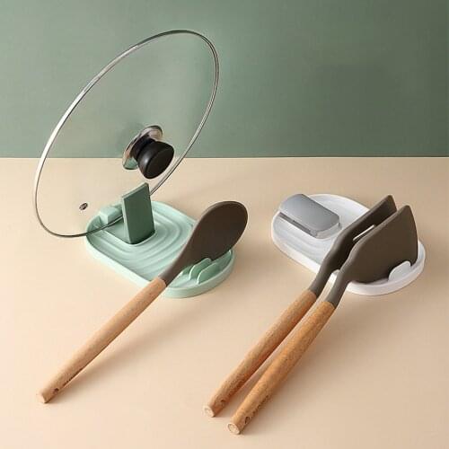 Kitchen Spoon Pot Lid Holders Fork Spatula Rack Shelf Organizer Spoon Rest Holder Non-slip Spoons Pad Kitchen Utensil
