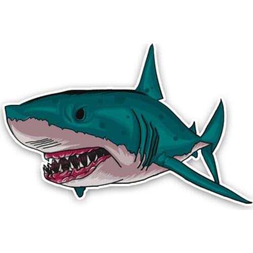 Hot Sell Personality Aggressive Shark Cartoon Colored Car Sticker Motorcycle Decals Vinyl Sunscreen Anti-UV PVC