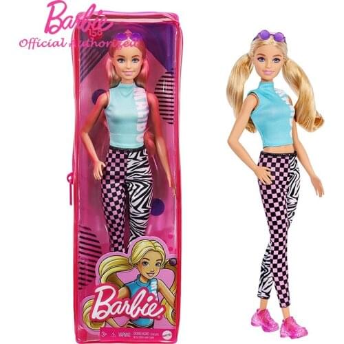 Barbie Fashionista Kid Toy Blonde Princess Malibu Top Accessories Changing Dolls Beautiful Gift Box For Children Birthday GRB50