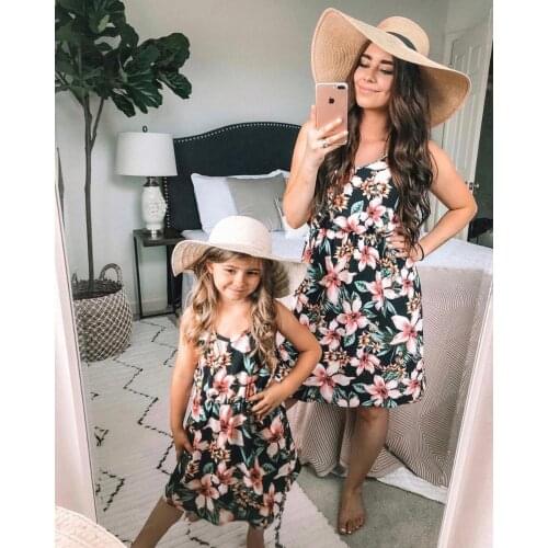 Fashion Mother Daughters Flower Lace Dress Long Sleeve Family Look Matching Clothes Girl Cotton Mom And Daughter Red Dresses