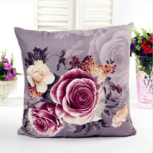 Vintage Floral Peony Soft Sofa Bed Decoration Cheap Decorative Pillow Case Cushion Cover 45*45cm For Home Pillow Cover
