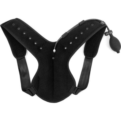 Men Women Back Shoulder Inflatable Correction Belt with Inflator Pump Corrector U2JD