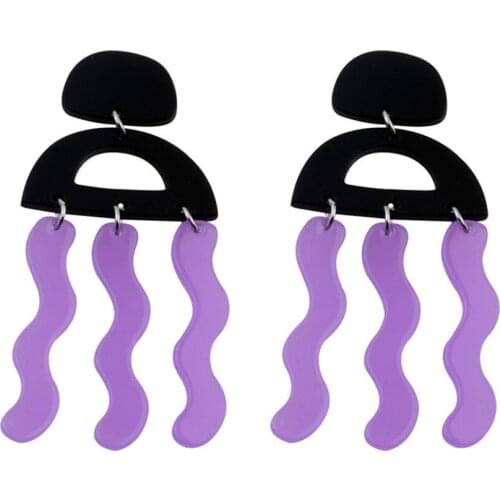 New Fashion Jellyfish Acrylic Drop Earrings For Women Girls Seaweed Purple Long Tassel Dangle Earrings Fashion Jewelry Party