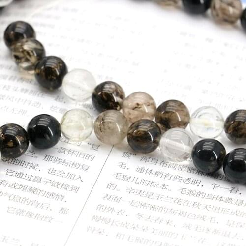 Charming 10mm Black tourmaline circular shaped loose beads!15inches wholesale DIY Fit women Jewelry Making gift