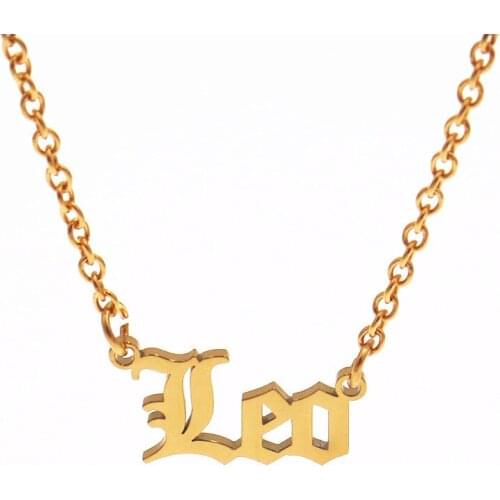 Zodiac Letter Necklace Horoscope Gemini Leo Constellation Necklace Women Men Jewelry Babygirl Choker Angel Old English Bijoux