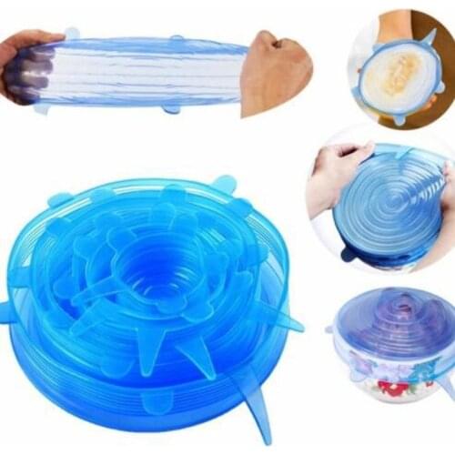 6 Pcs Food Silicone Cover Cap Universal Silicone Lids for Cookware Bowl Microwave Reusable Stretch Lids Food Wrap Keeping Fresh
