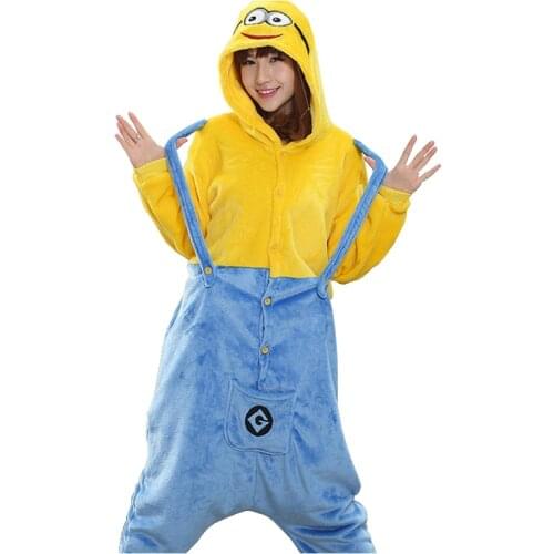 Yellow Blue Pajama Set Women Men Unisex Adult Animal Pijama Flannel Onesie Cosplay Sleepwear Hoodie Halloween Holiday Costume