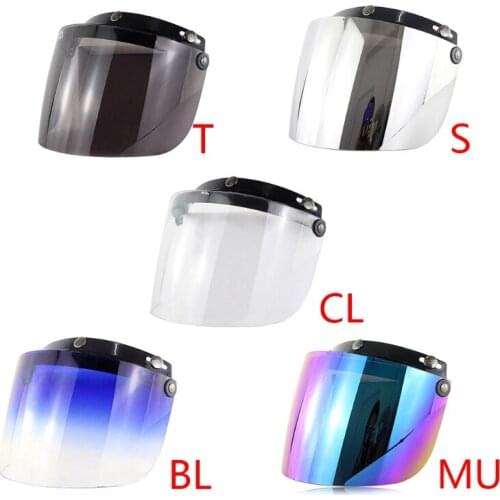 Windproof 3-Snap Visor Lens Shield for Motorcycle Helmets Flip Up Down Open Face Q9QD