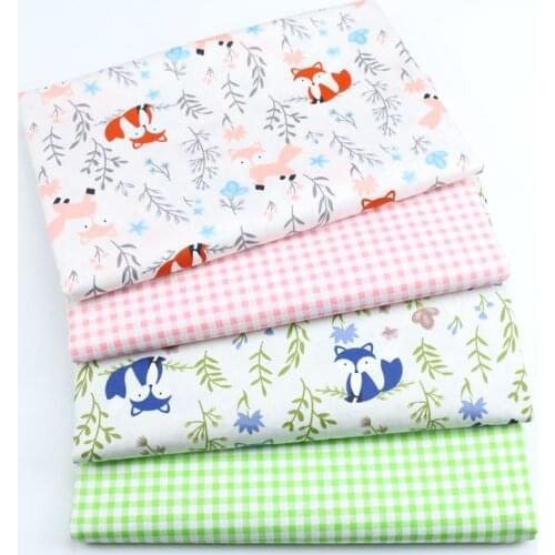100% Pure Cotton Twill Fabric for DIY Sewing Quilting Patchwork 4pcs 40x50cm Soft Cotton Twill Fabric Material for Handicrafts