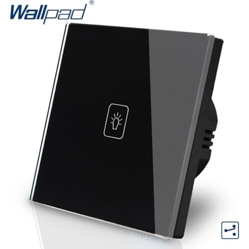 1 Gang 2 Way 3 Way Control Touch Led Indicator 86*86MM Wallpad Black Glass European Wall Light Touch Switch Eu Free Shipping