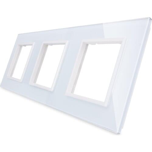Livolo Luxury White Pearl Crystal Glass, 222mm*80mm, EU standard, Triple Glass Panel For Wall Switch&Socket
