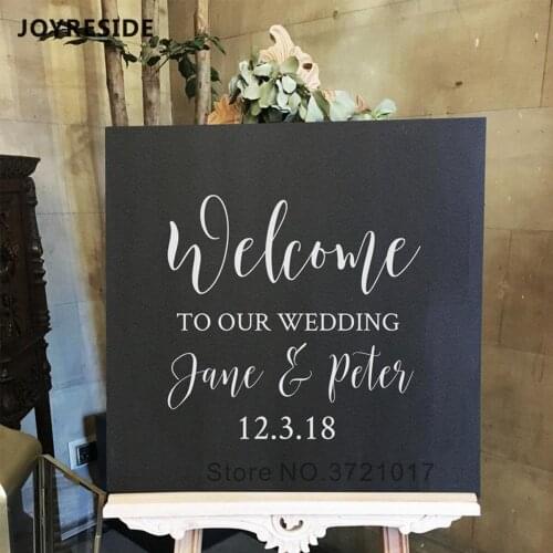 Wedding Sticker Decoration Custom Name Bride Groom Decal Names Date Personalized Wedding Decor Sign Welcom Words Wall Decal M473