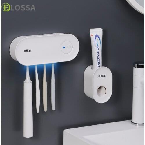 ELOSSA Ultraviolet Rays Toothbrush Holder Toothpaste Dispenser Squeezer Automatic Toothpaste Squeezer Home Bathroom Accessories