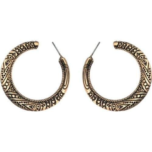 Vintage Tibetan Silver Gold Hoop Earrings Women Retro Indian Bollywood Jewelry 264E
