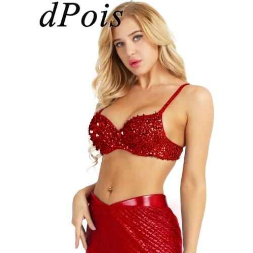 Women Carnival Costume Belly Dance Underwear Bra Female Fantasy Dancing Suit Sequins Sparkly Latin Tango Pole Outfit Clothing