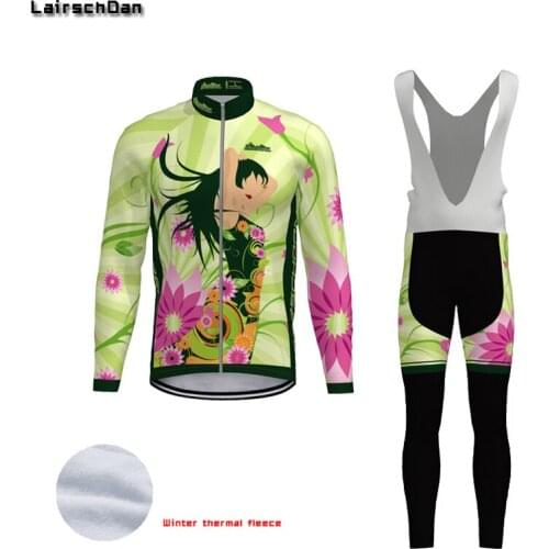 2021 Women Winter Thermal Fleece Cycling Jersey Sets Road Bike Clothing Bib Bicycle MTB Clothes Suit Triathlon Uniform Dress Kit